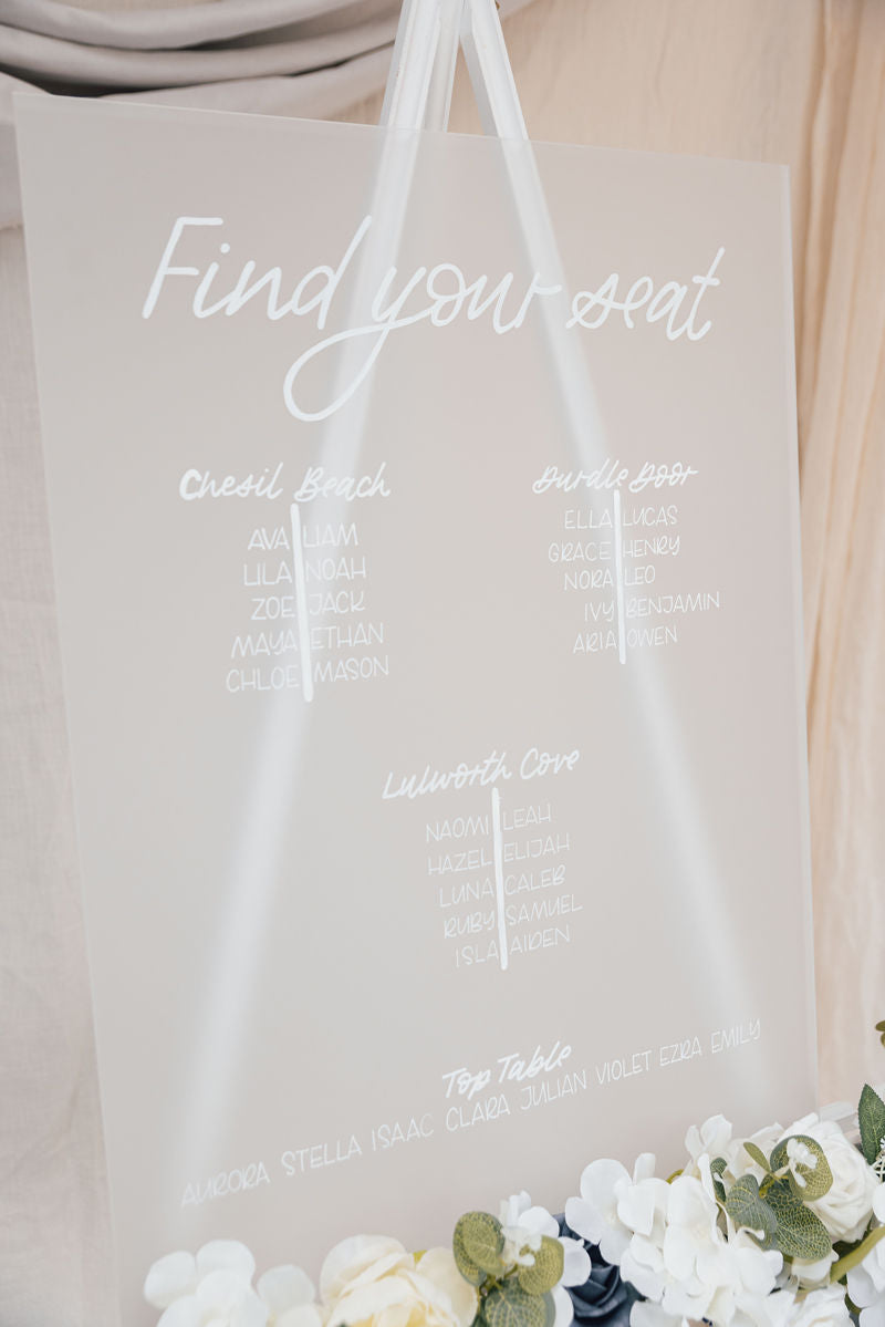 Frosted acrylic Table Plan